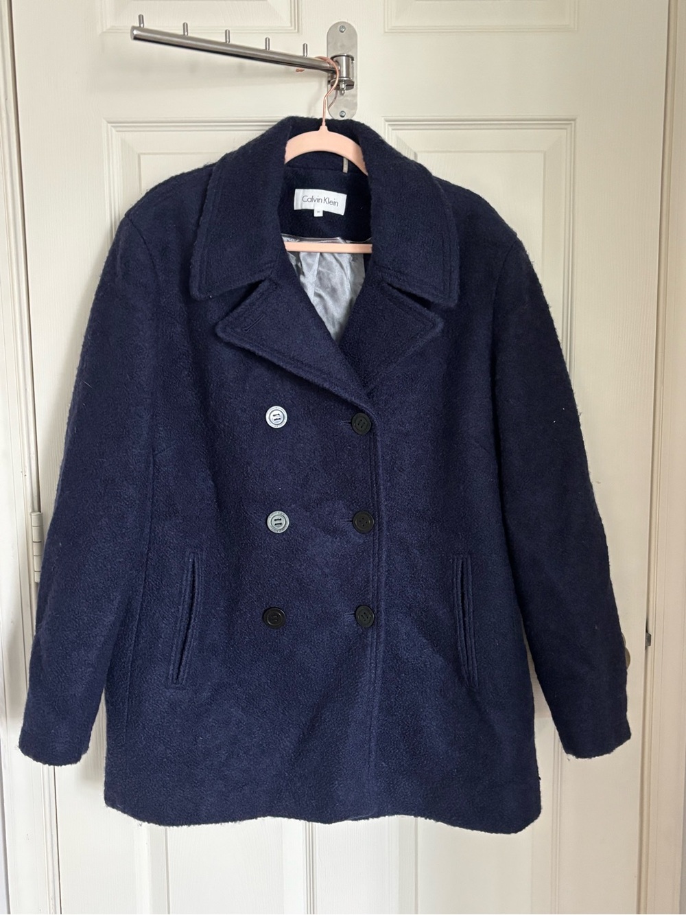 Calvin Klein Navy Double-Breasted Pea Coat